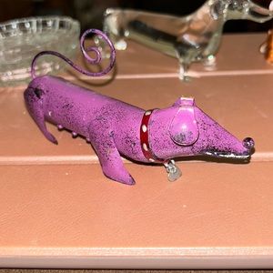 Recycled Metal dachshund dog in purple color